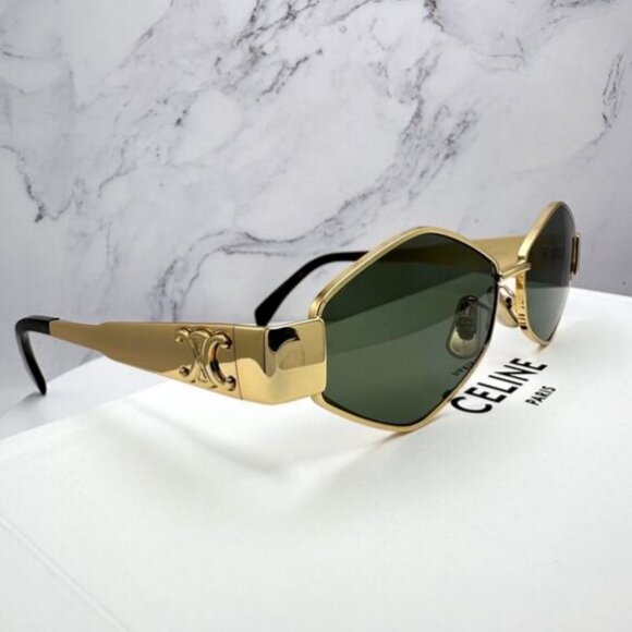 Celine Gold Hexagonal Frame Sunglasses - Picture 3 of 5